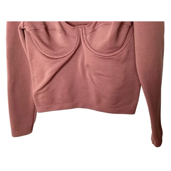 Victoria's Secret Corset Top Sz XL  Pink Cropped Stretchy Built-in Underwire Bra - Picture 6 of 9